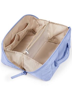 BAGSMART Puffy Open Flat Travel Makeup Bag in purple front view
