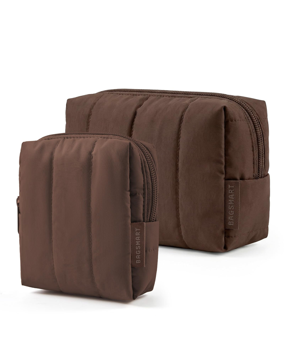 BAGSMART Puffy Travel Makeup Bag Duo large bag in chocolate