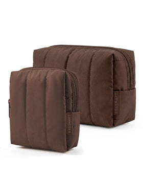 BAGSMART Puffy Travel Makeup Bag Duo large bag in chocolate