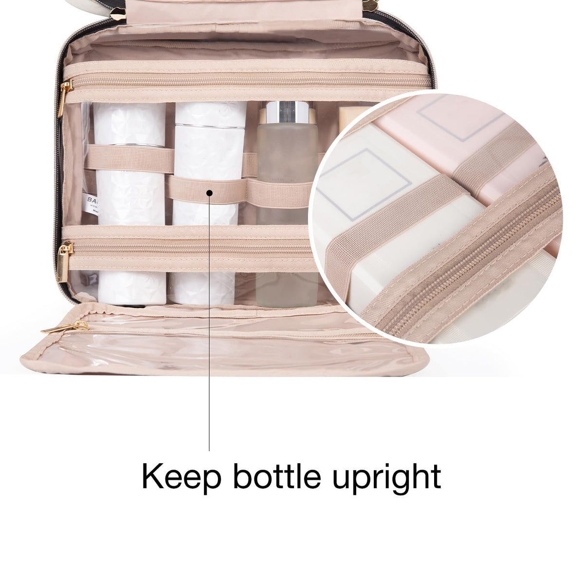 BAGSMART Toiletry Bag back view with carry handle