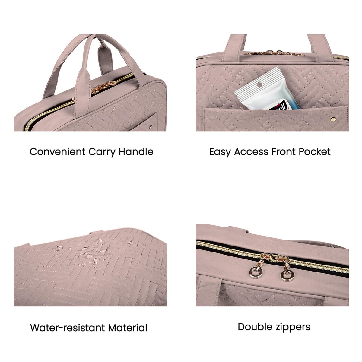 BAGSMART Toiletry Bag back view with carry handle