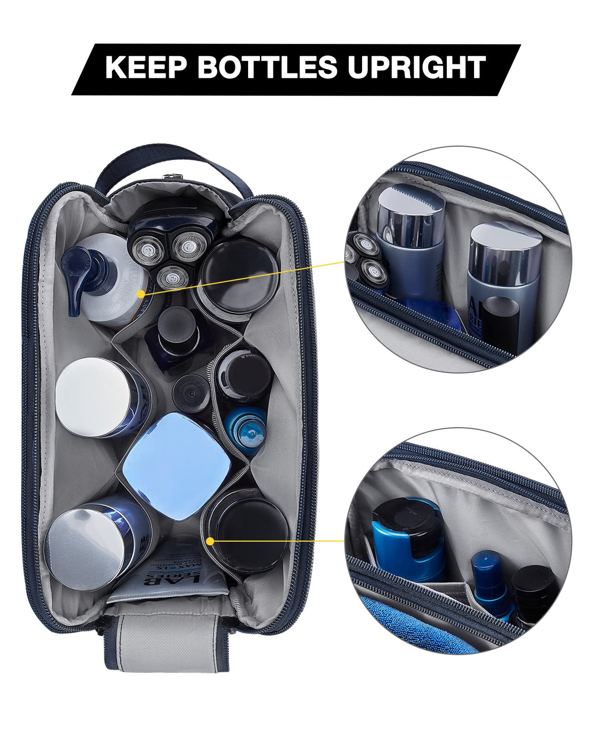 BAGSMART Toiletry Bag back view with hidden snap closure