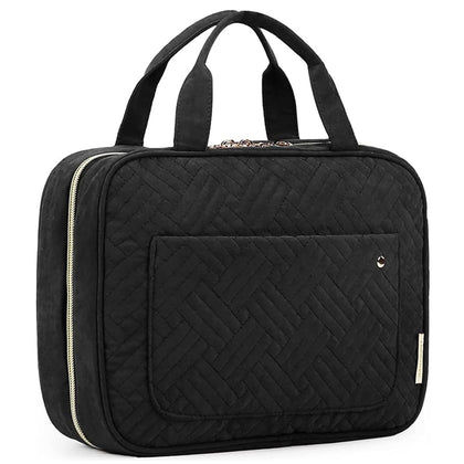 BAGSMART Toiletry Bag black medium front view with hanging hook