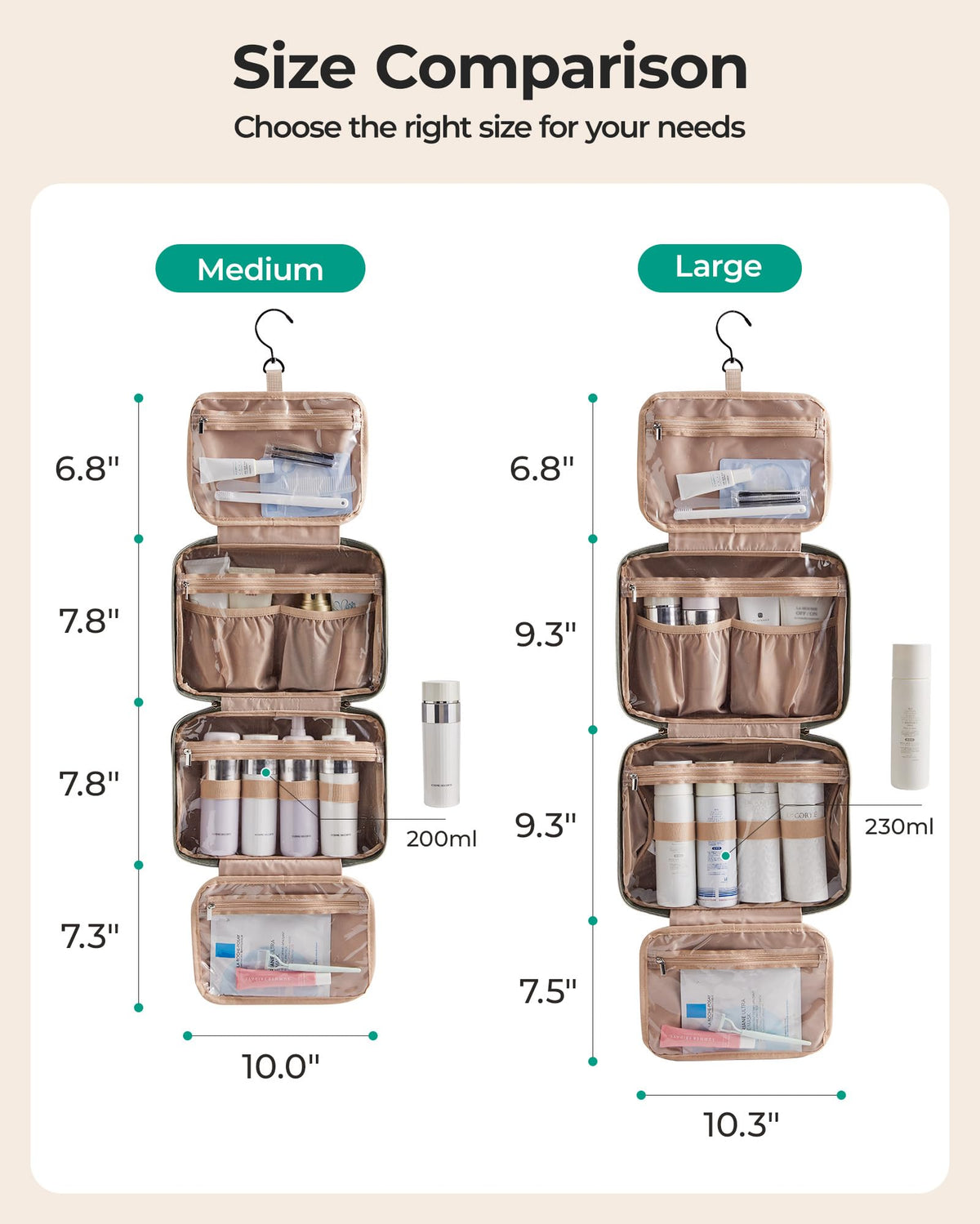 BAGSMART Toiletry Bag compact size rolled up