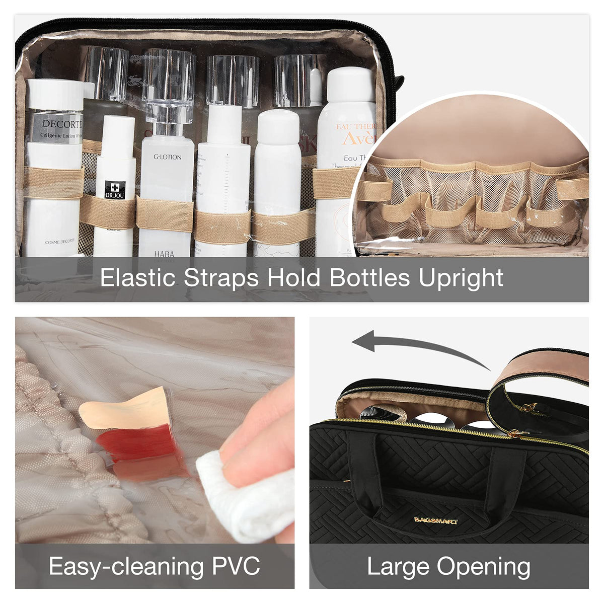 BAGSMART Toiletry Bag containing full-size toiletries