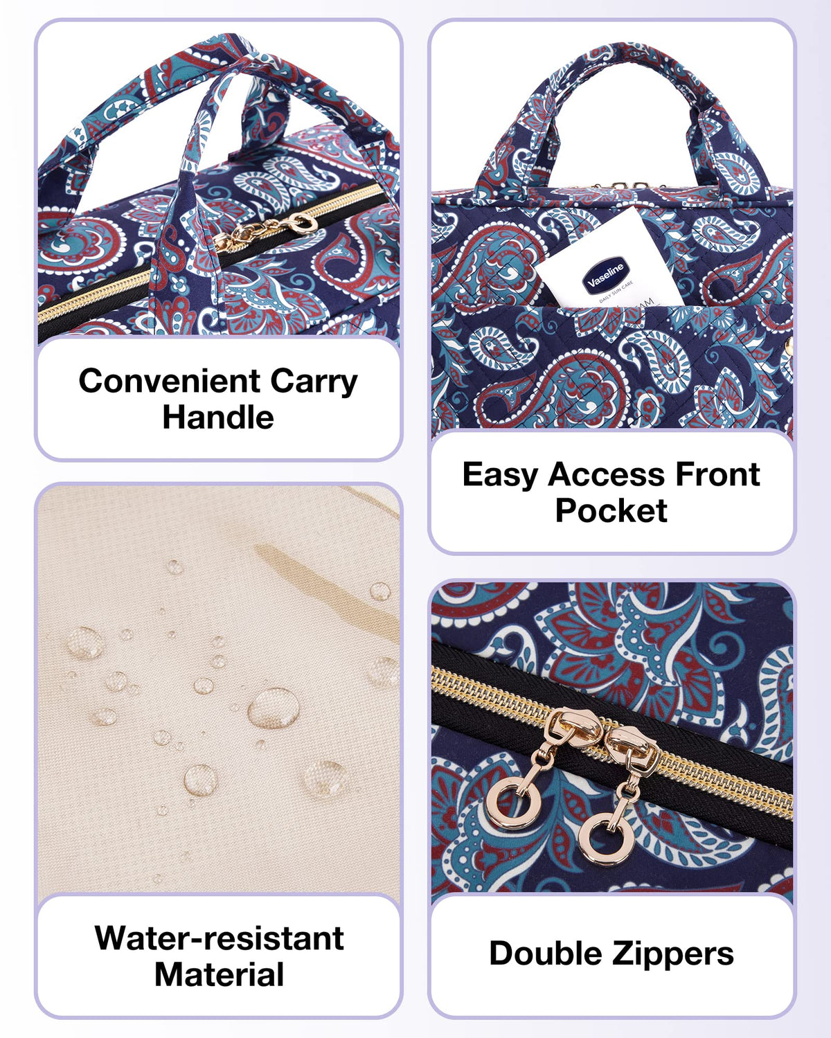 BAGSMART Toiletry Bag dimensions and features displayed