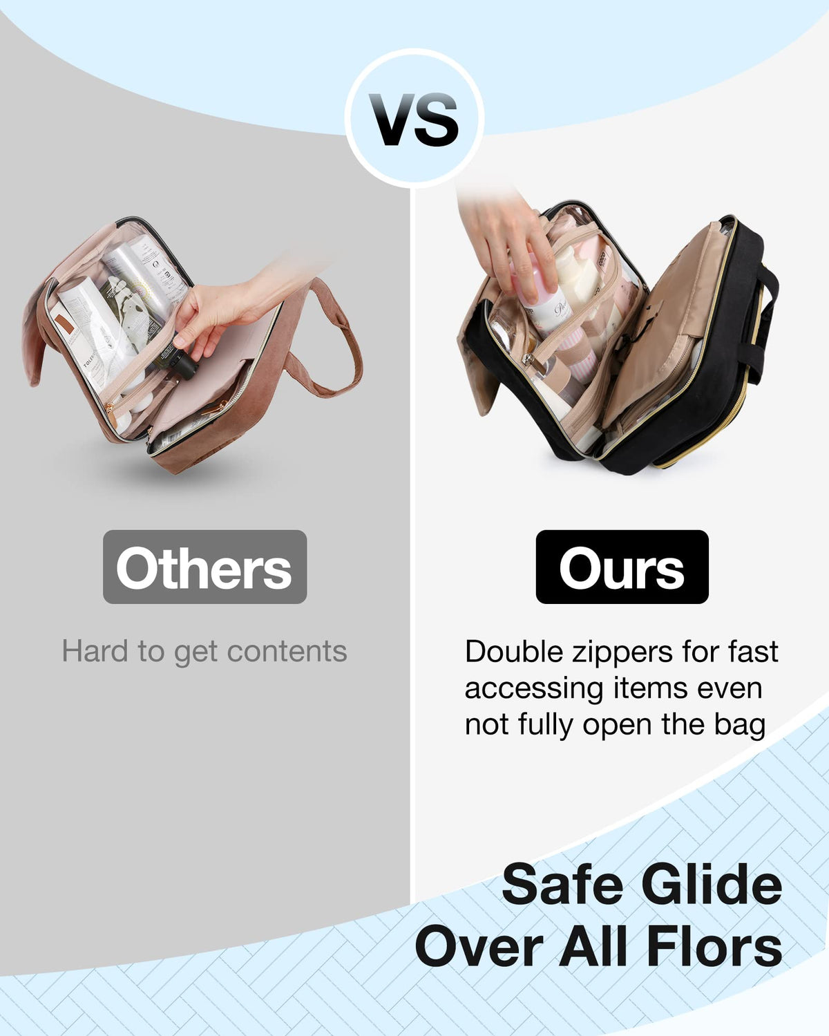 BAGSMART Toiletry Bag displayed with travel accessories