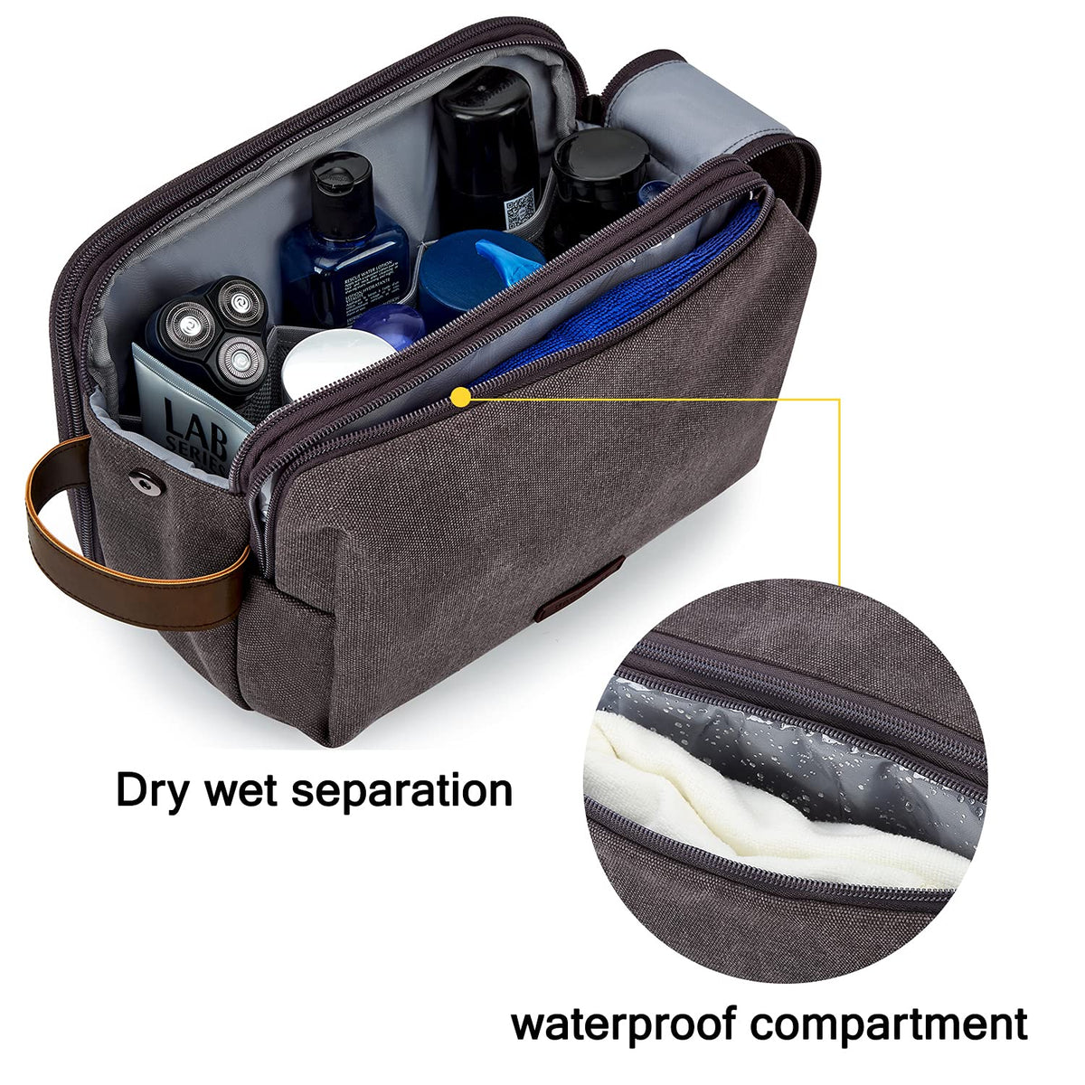 BAGSMART Toiletry Bag features waterproof pocket and zipper