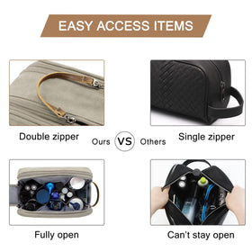 BAGSMART Toiletry Bag for Men close-up of leather handle