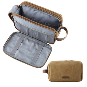 BAGSMART Toiletry Bag for Men front view in khaki