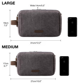 BAGSMART Toiletry Bag for Men grey model with leather handle