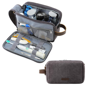 BAGSMART Toiletry Bag for Men large capacity grey model front view