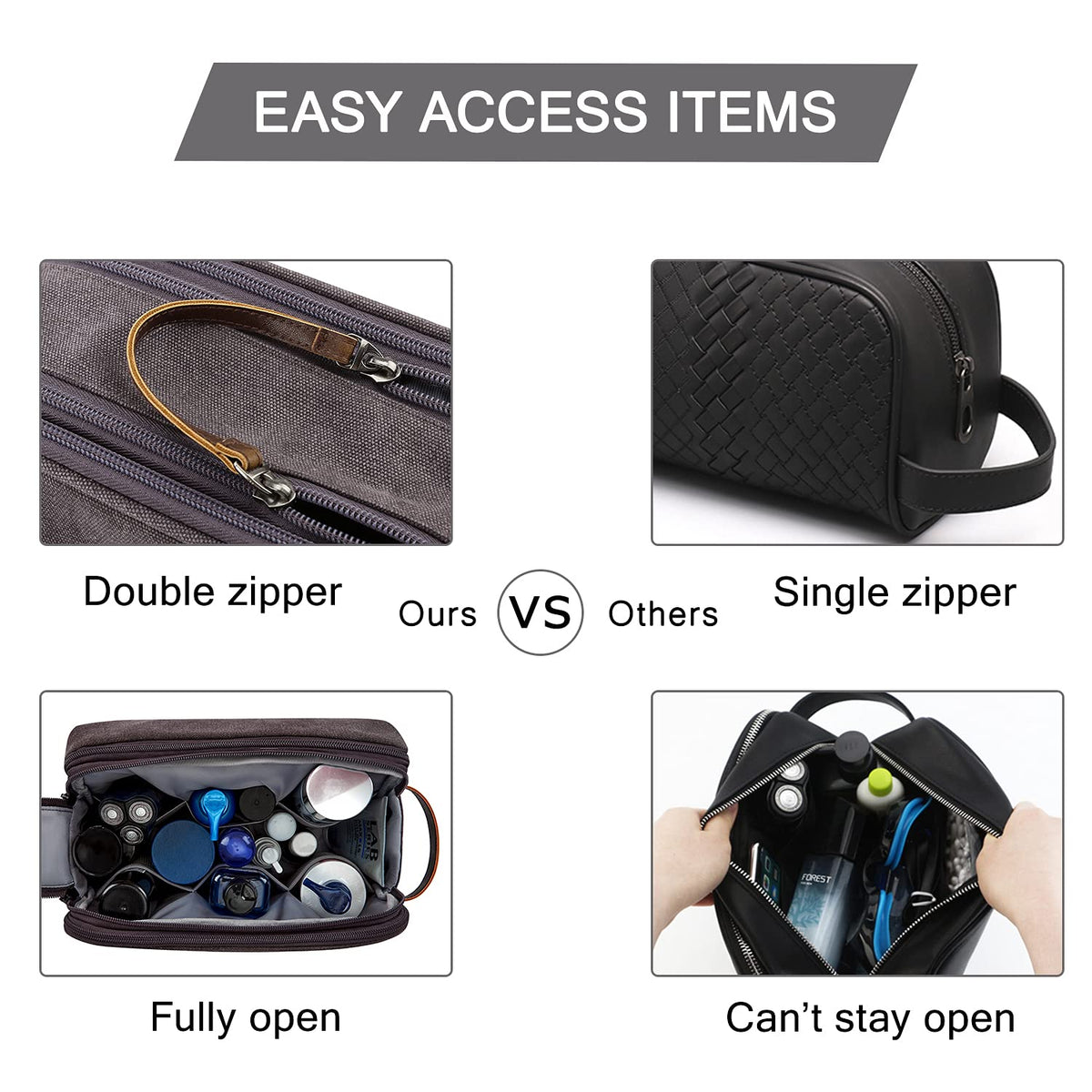 BAGSMART Toiletry Bag for Men showing spacious interior