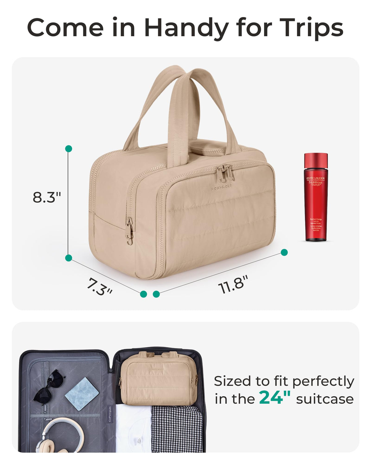 BAGSMART Toiletry Bag full opening design for easy access