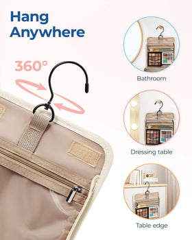 BAGSMART Toiletry Bag hanging from a hook in a bathroom