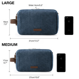 BAGSMART Toiletry Bag in navy blue with full-open zipper