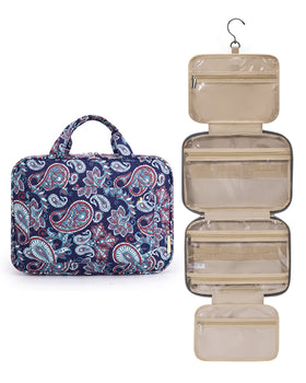 BAGSMART Toiletry Bag in red paisley pattern, front view