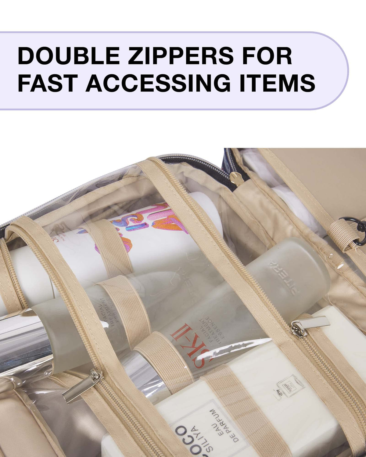 BAGSMART Toiletry Bag in use during travel on a bed