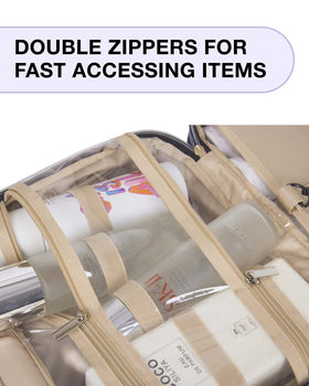 BAGSMART Toiletry Bag in use during travel on a bed