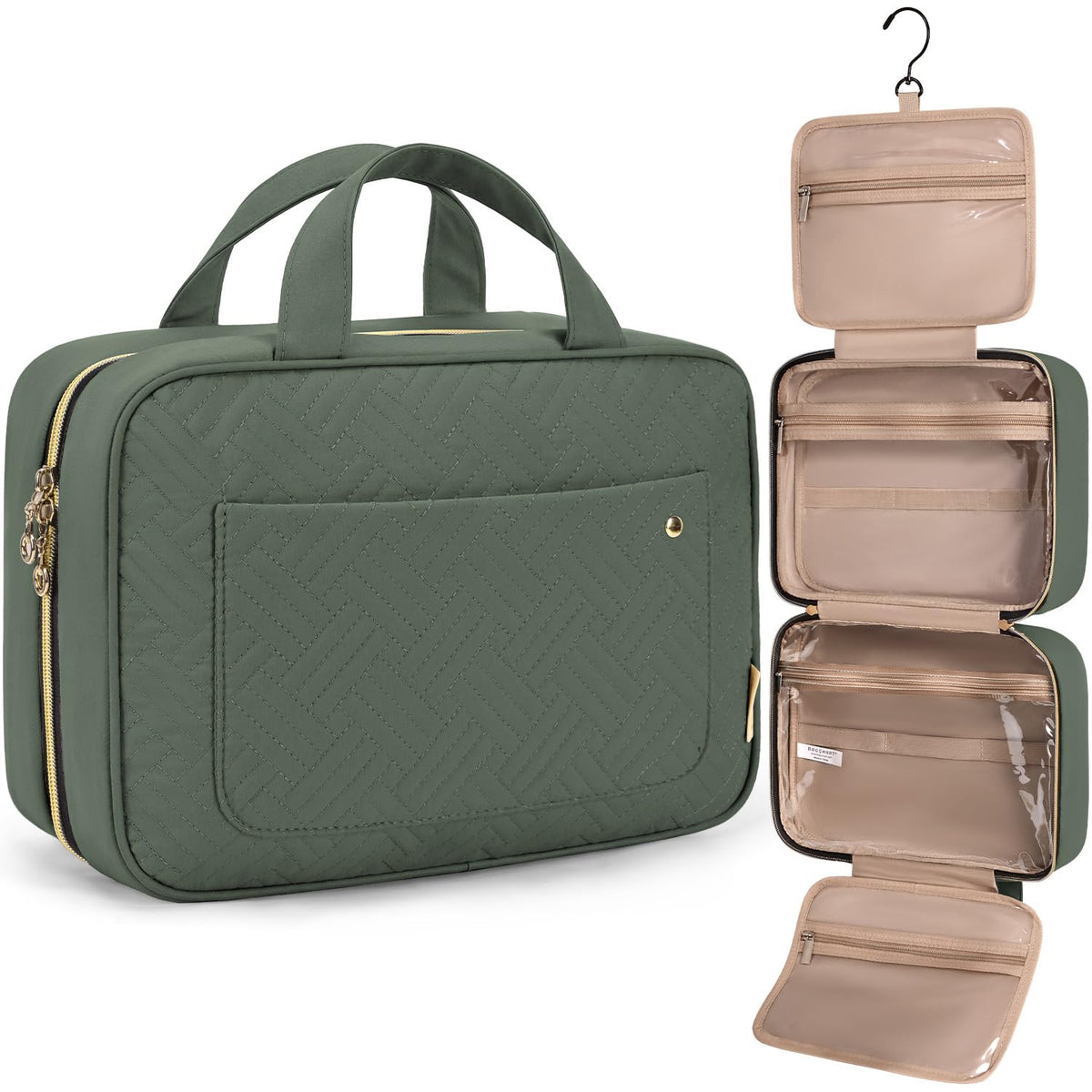 BAGSMART Toiletry Bag large size in hazy green front view