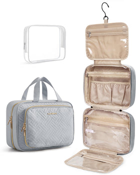 BAGSMART Toiletry Bag medium-grey rolled view