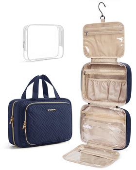 BAGSMART Toiletry Bag navy model front view with compartments