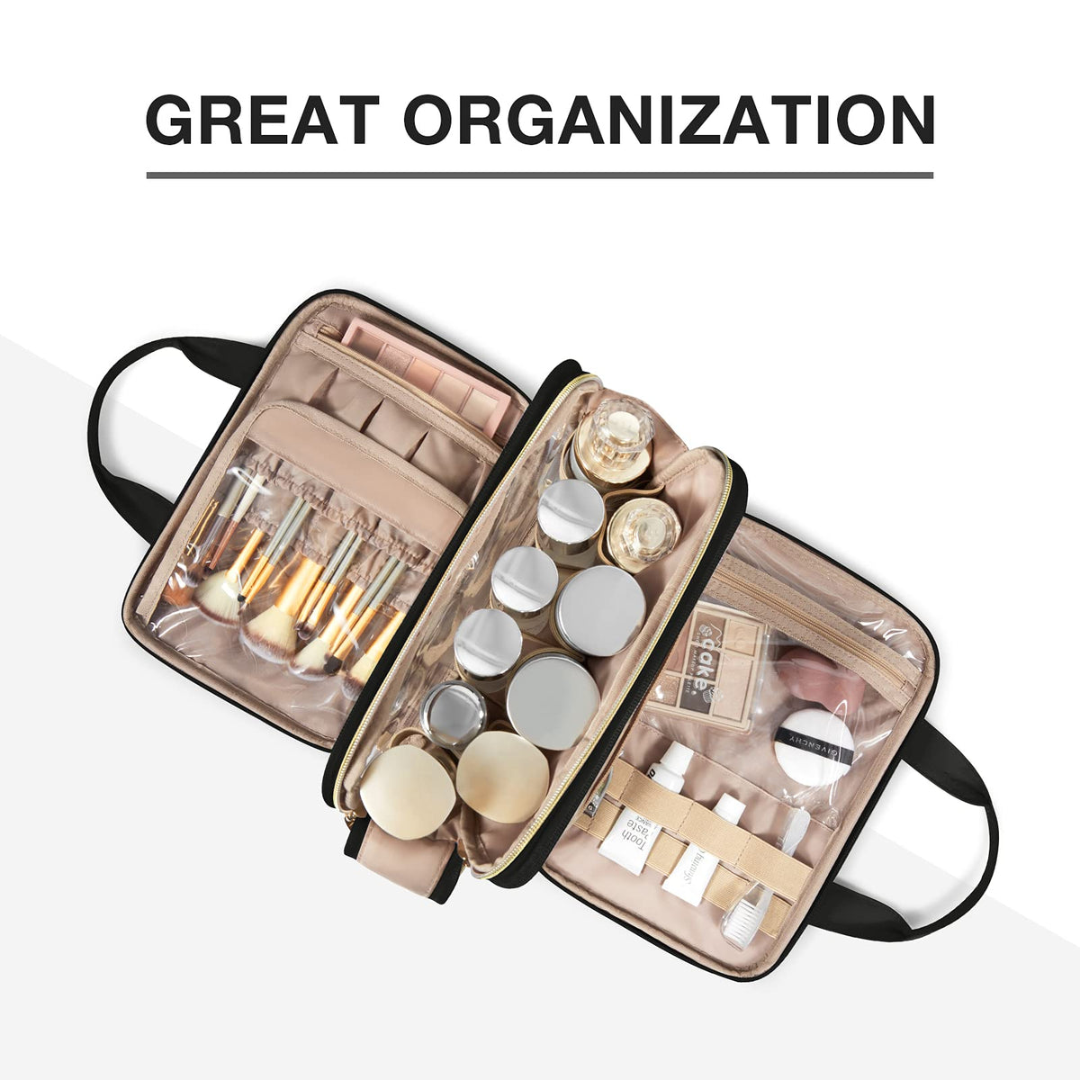 BAGSMART Toiletry Bag open showing multiple compartments