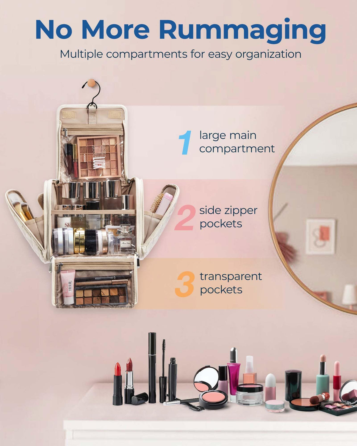 BAGSMART Toiletry Bag open showing spacious compartments
