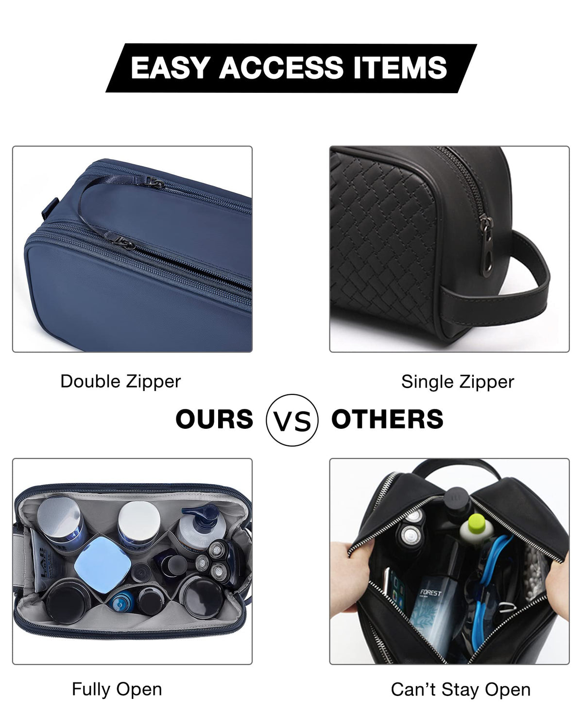 BAGSMART Toiletry Bag open view showcasing organized compartments