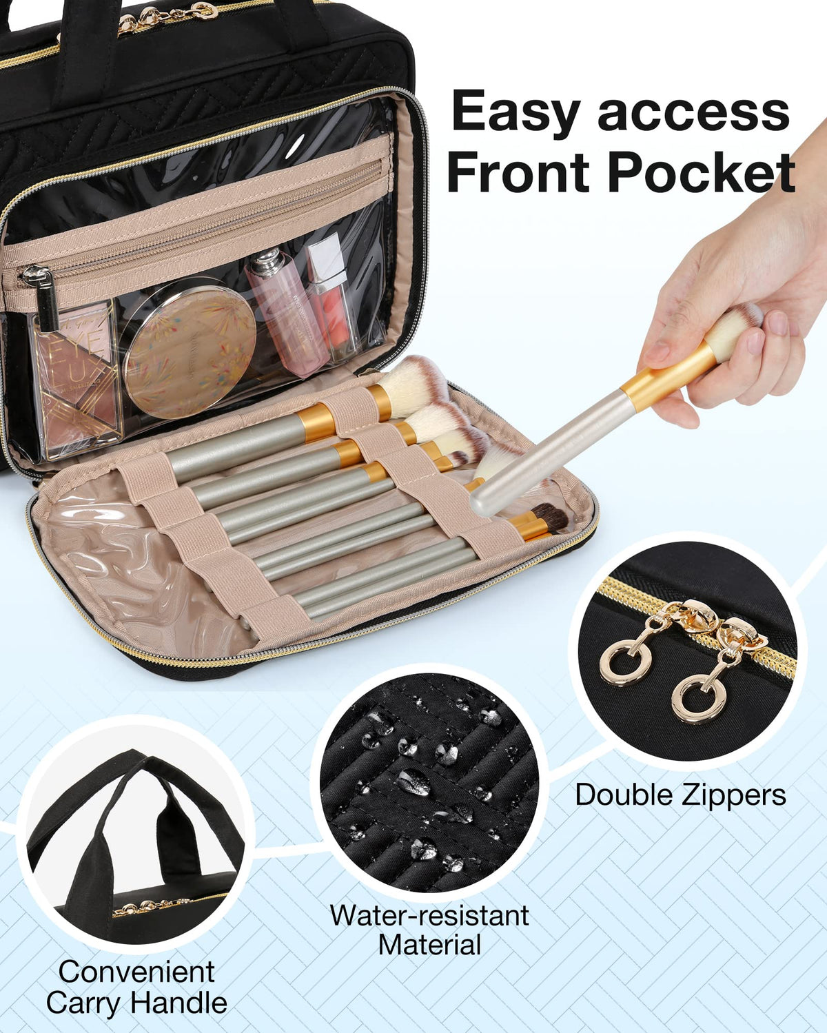 BAGSMART Toiletry Bag rolled up for storage