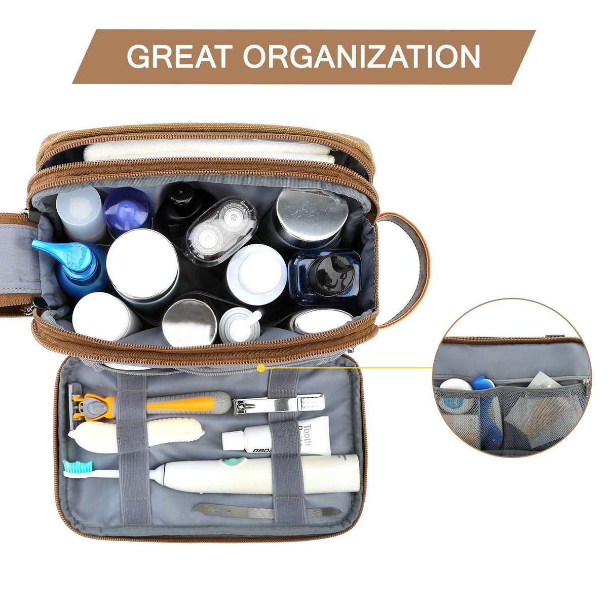 BAGSMART Toiletry Bag showing large capacity with toiletries