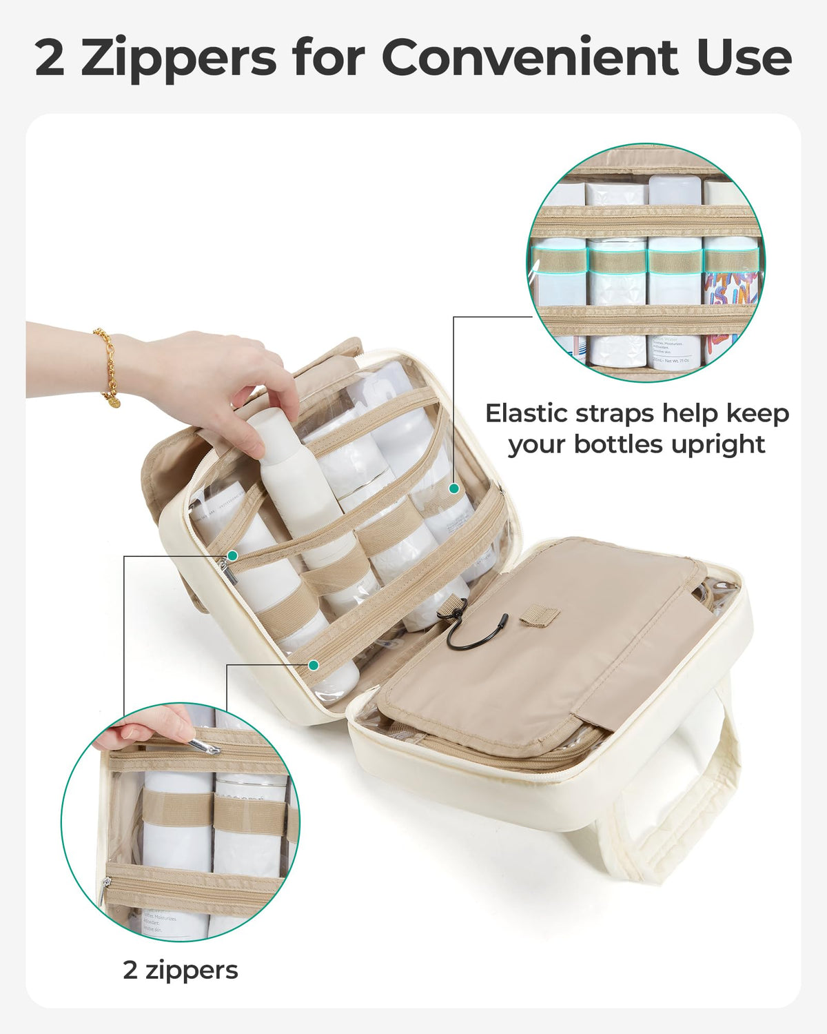 BAGSMART Toiletry Bag showing puffy material and zipper