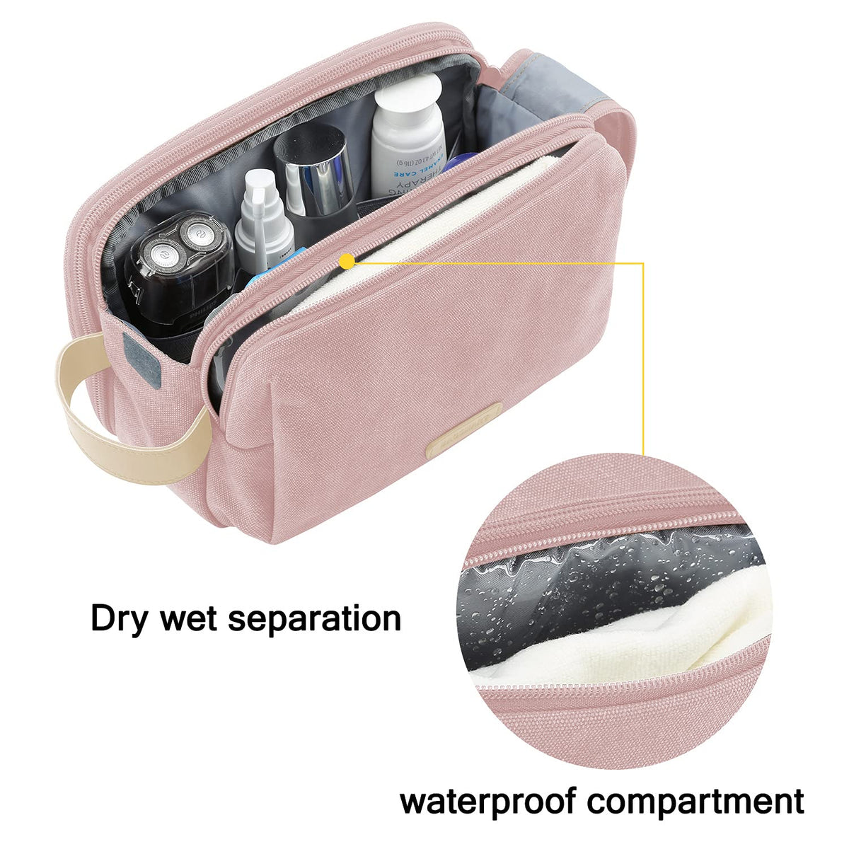 BAGSMART Toiletry Bag side view displaying elastic band