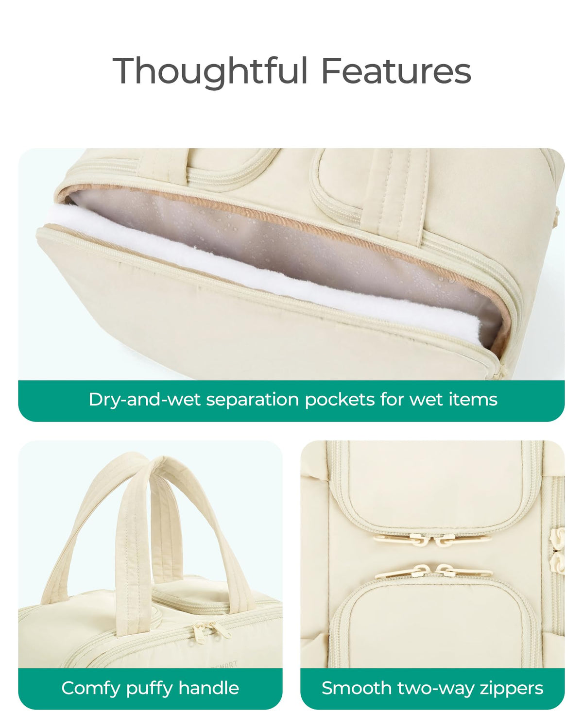 BAGSMART toiletry bag side view with handle