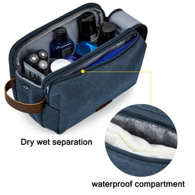 BAGSMART Toiletry Bag side view with leather handle