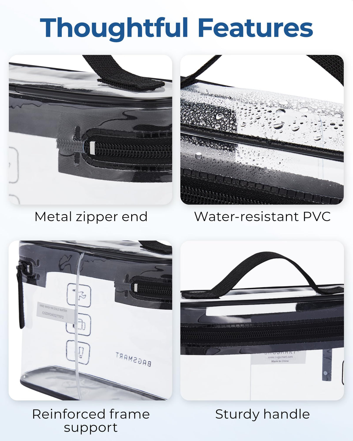 BAGSMART toiletry bag with durable handle for easy lifting