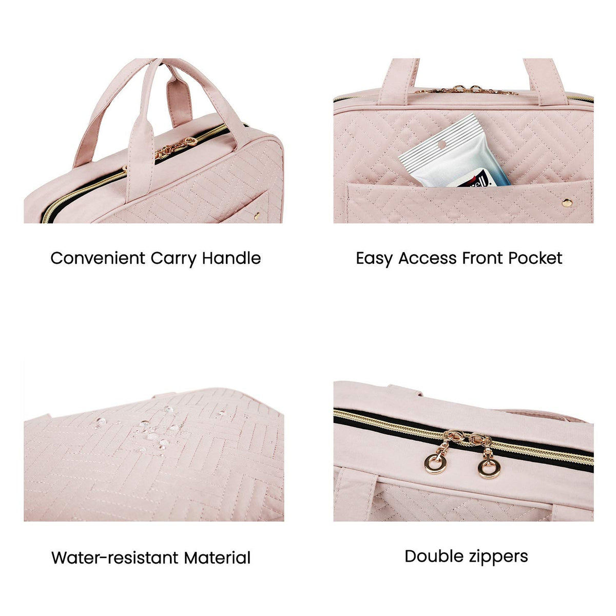 BAGSMART Toiletry Bag with handle and zipper detail