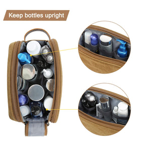 BAGSMART Toiletry Bag with leather handle and canvas material