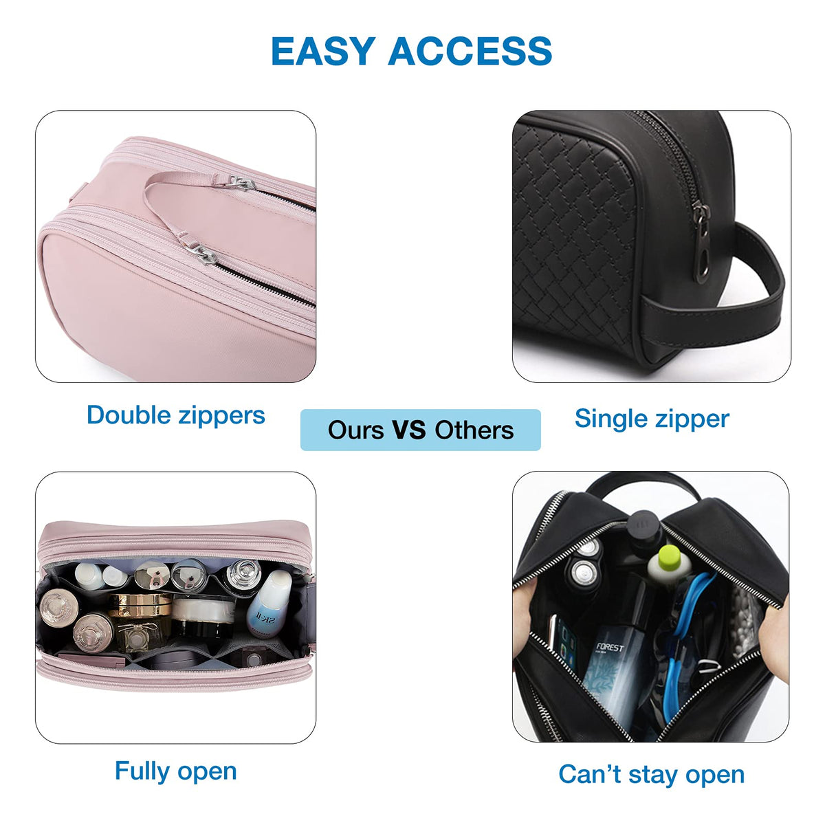 BAGSMART Toiletry Bag with toiletries organized inside