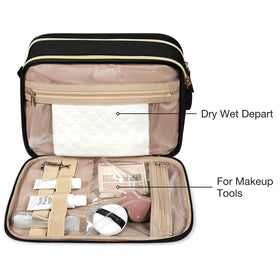 BAGSMART Toiletry Bag with transparent compartment for wet items