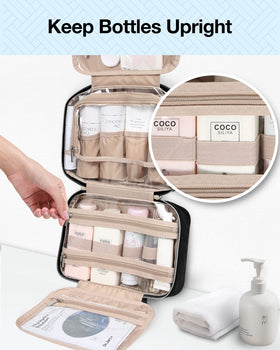 BAGSMART Toiletry Bag with transparent cosmetic bag displayed