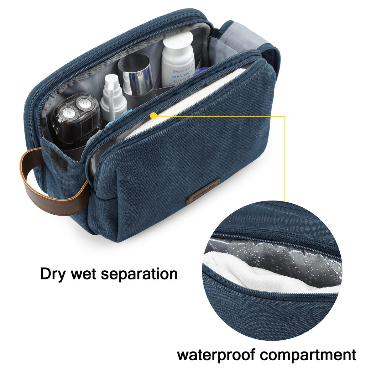 BAGSMART Toiletry Bag with two-sided zipper pockets for organization