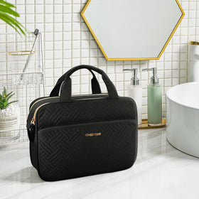 BAGSMART Toiletry Bag with zippers fully opened for easy access