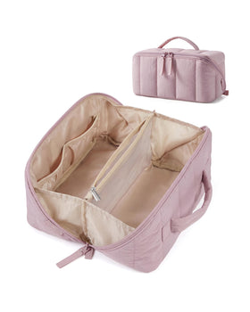 BAGSMART Travel Makeup Bag in Mist Purple, full view