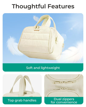 BAGSMART Travel Toiletry Bag beige compartments open
