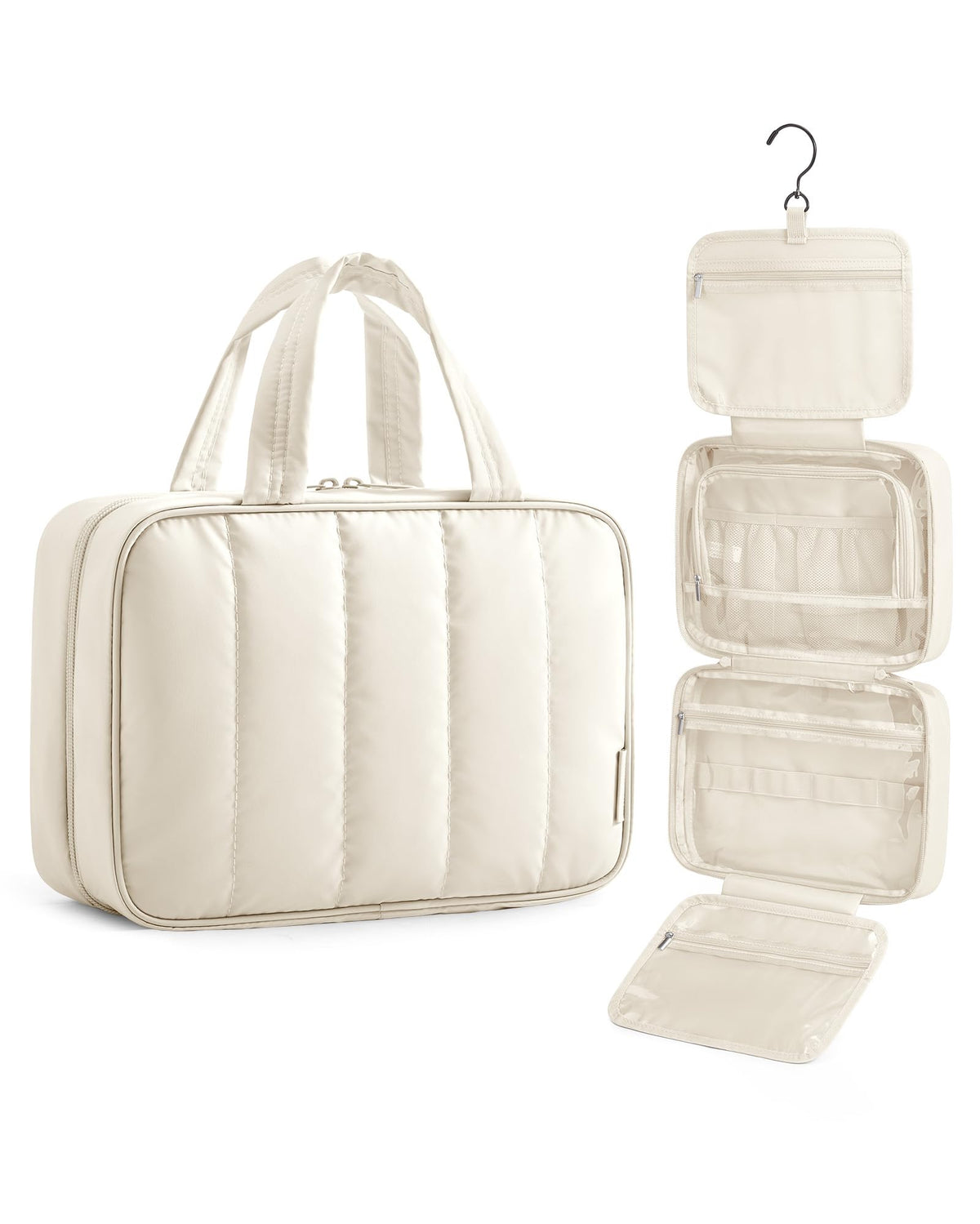 BAGSMART Travel Toiletry Bag beige front view with clear window