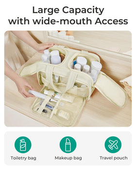 BAGSMART Travel Toiletry Bag beige side view