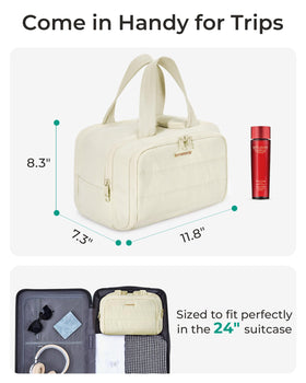 BAGSMART Travel Toiletry Bag beige with zipper pocket