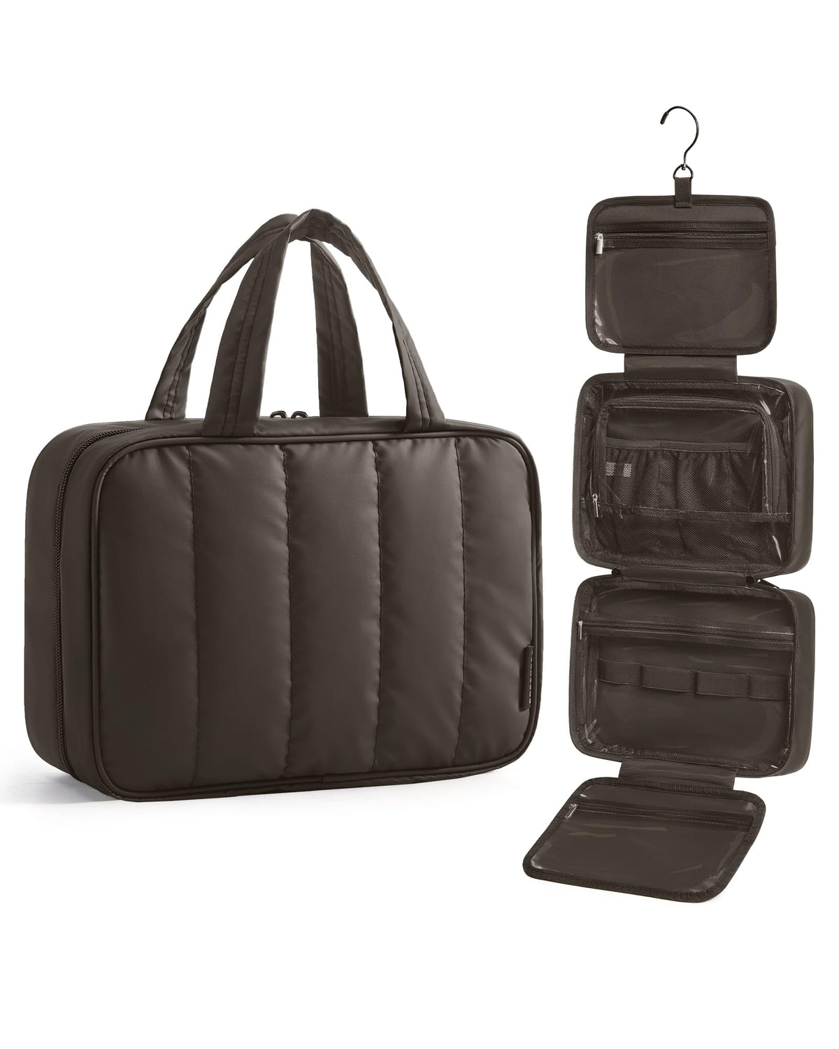 BAGSMART Travel Toiletry Bag charcoal grey front view