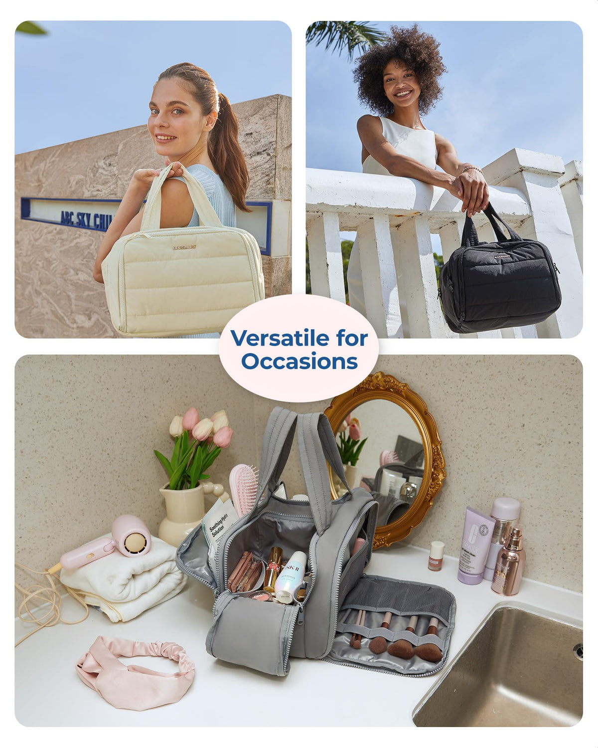 BAGSMART Travel Toiletry Bag displayed with travel accessories